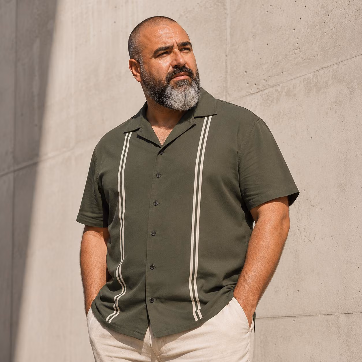 Olive camp collar resort shirt for men by turcobear